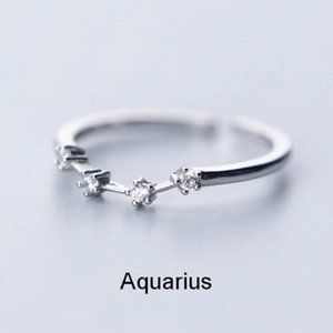 925 Sterling Silver Zodiac Resizable Ring-Aquarius